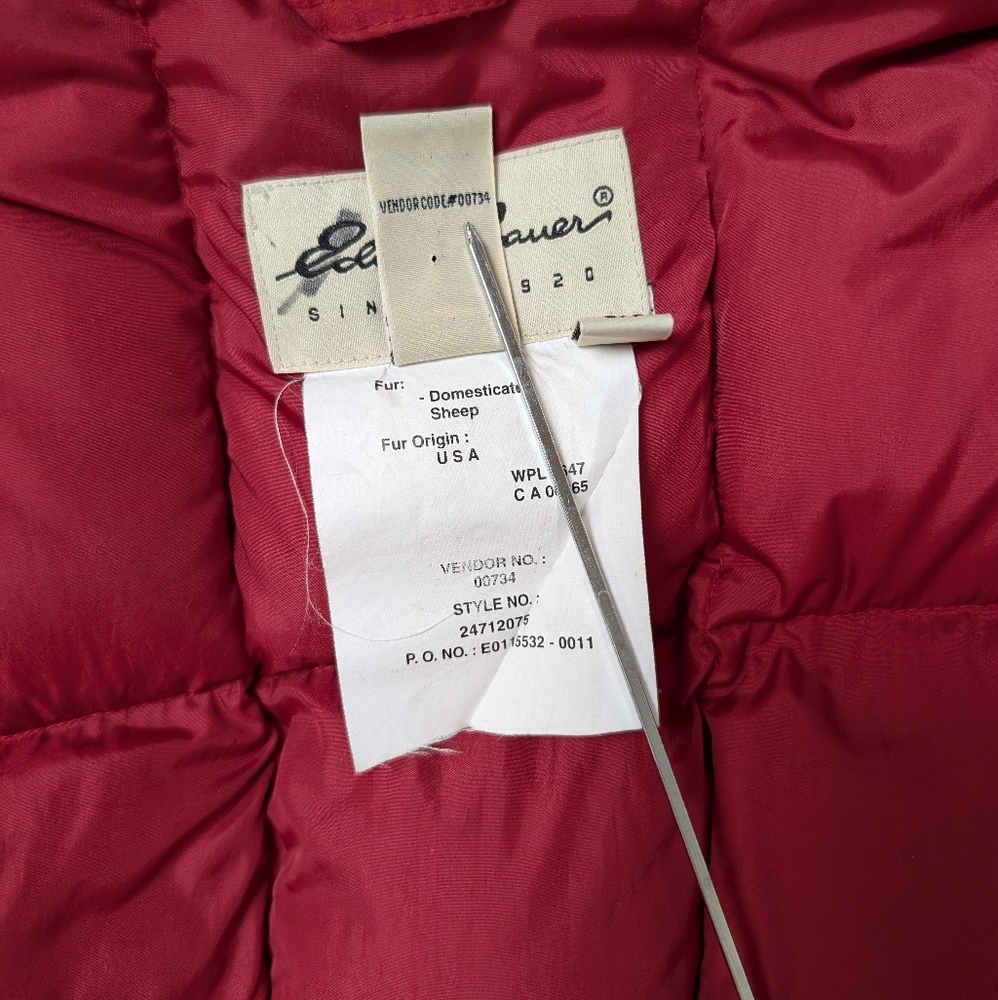 SIZE SMALL - Vintage Eddie Bauer Red Down Parka - Picture 11 of 11